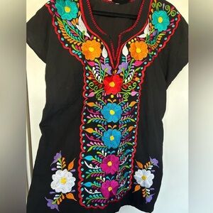 Colorful Floral Embroidered Women's Tunic